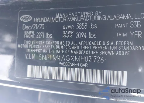 2021 Hyundai Elantra Sel из США, поврежденный, VIN 5NPLM4AGXMH021726